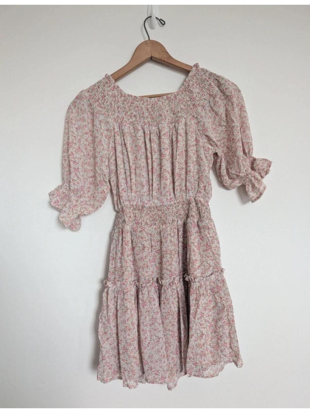 Dress Forum Floral Smocked Dress with Puff Sleeves